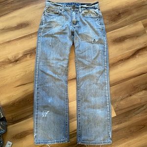 TK Axel Men 30 x 32 Medium Wash Blue Jeans Denim Relaxed Fit Cotton Thick Stitch